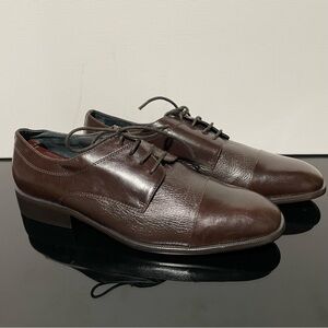 Giorgio Brutini 9 Wide Men’s Dark Brown Leather Derbys Round Toe Cap Dress Shoes